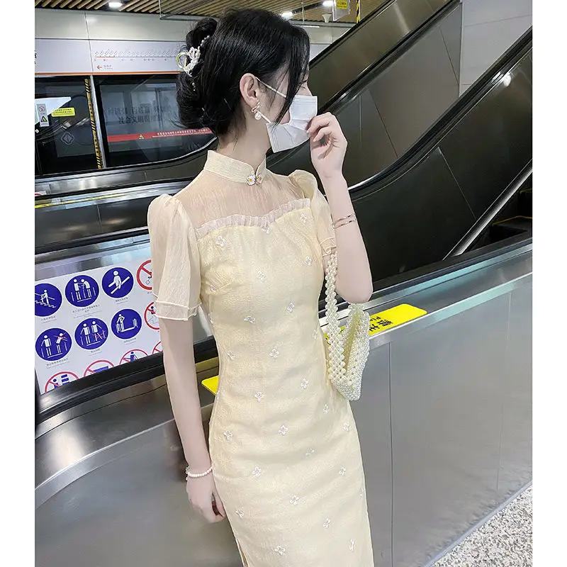 

Qipao Chinese Traditional Cheongsam 2022 Improved Women's Summer Style Young Girl Temperament High-end Literary Dress