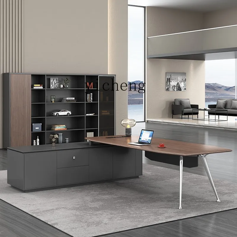 PP Simple Office Furniture Boss Table General Manager Office Table And Chair Combination Large Class Desk President Table
