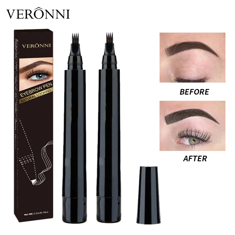 Liquid Eyebrow Pen, Waterproof Microblading Eyebrow Pencil with a Micro-Fork Tip Applicator Durable Women's Makeup Cosmetics