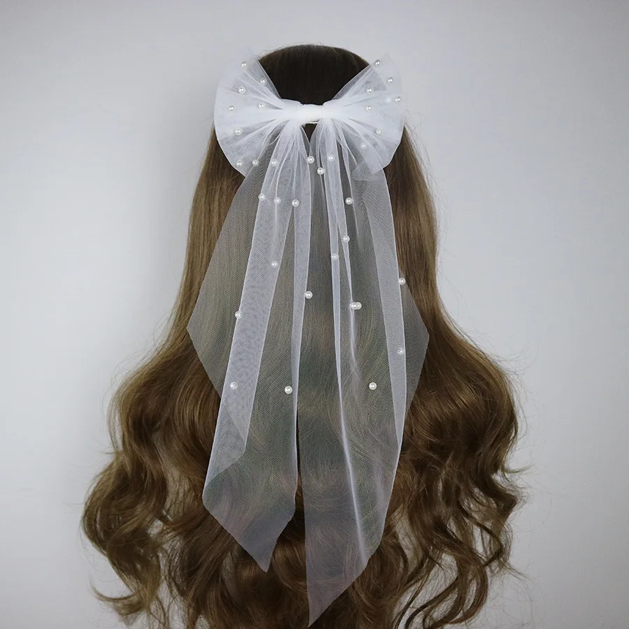 

Mingli Tengda Pearl Bow Hair Clip Headdress Minimalist Certification Photo Props Vintage Bride Bridesmaid Wedding Accessories