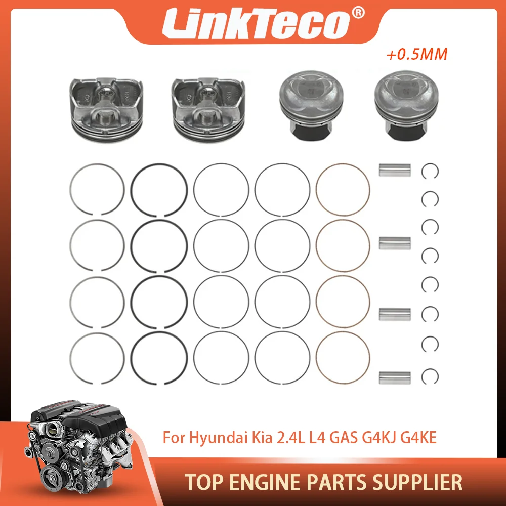 

Детали двигателя, 4 комплекта поршней и колец, подходят для 2,4 л L4 GAS G4KJ G4KE для Hyundai Santa Fe Sonata Tucson Kia Optima Sorento 2.4L 09-22