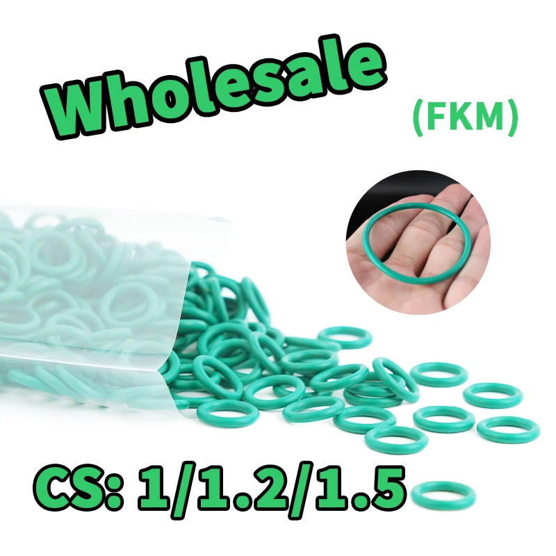 

O-ring thickness 1/1.2/1.5mm wholesale Sealing element link FKM Green fluororubber gasket seal ring rubber elastic Free Shipping