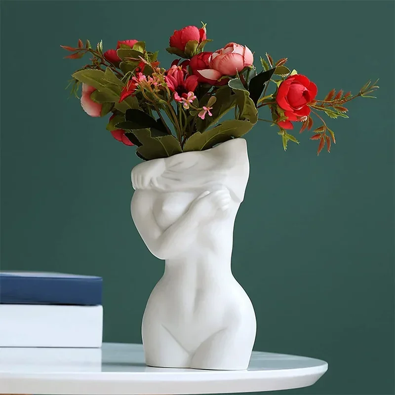 Vase à fleurs en céramique pour femmes, corps féminin, art du corps humain, décoration de la maison, bureau, chambre, ornement artisanal, nordique, sexy