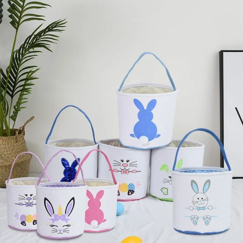 

10pcs Wholesale Easter Bunny Basket Candy Toy Storage Bag For Easter Day Easter bags with handles Rabbit Ear Easter Decor gift