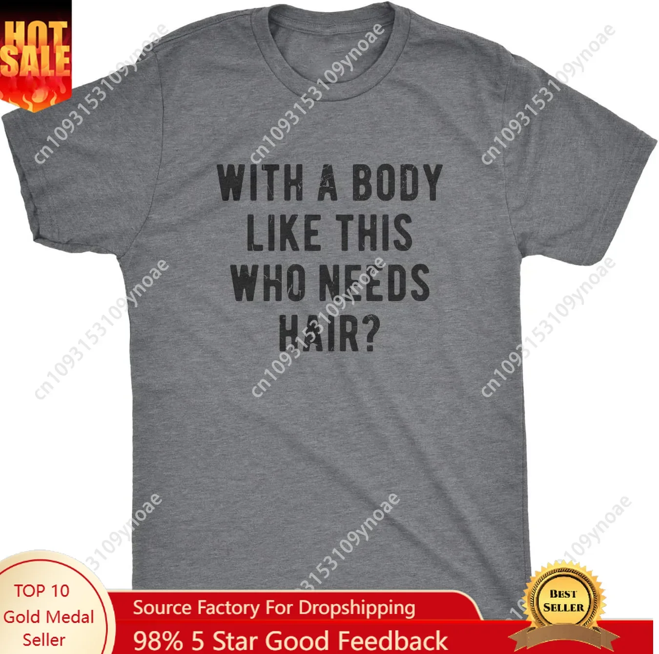 

Mens with A Body Like This Who Needs Hair TShirt Funny Balding Dad Man Women Cotton Tee Soft Shirt Breathable Top Short Sleeves