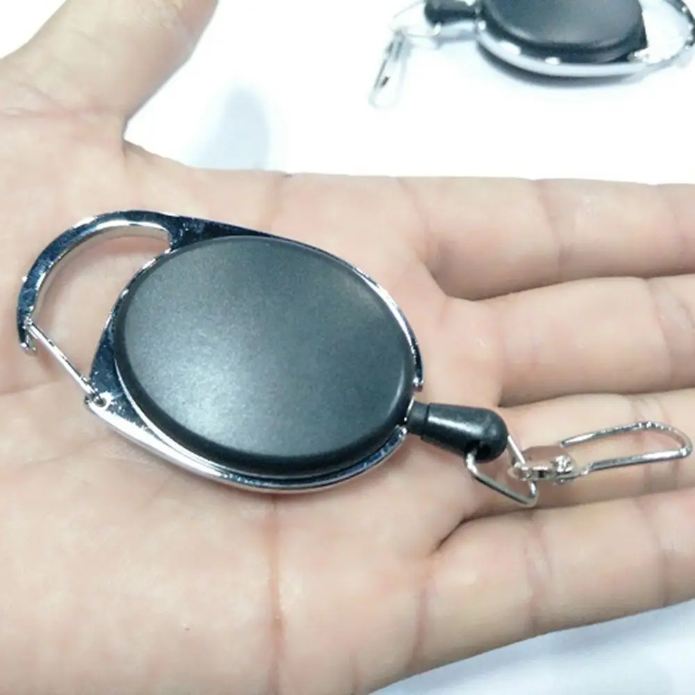 Fly Fishing Zinc Alloy ABS Recoil Chain Clips Belt Keychain Name Tag Card Badge Holder Key Ring Badge Reel Retractable Pull view 4