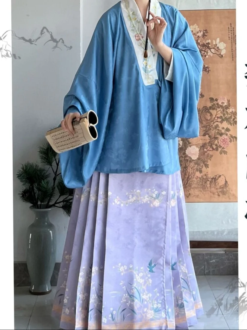 Hanfu الملبس مينغ سلالة النساء الملابس الصينية التقليدية Ma Mian تنورة الزي التطريز الملابس القديمة الحصان الوجه تنورة