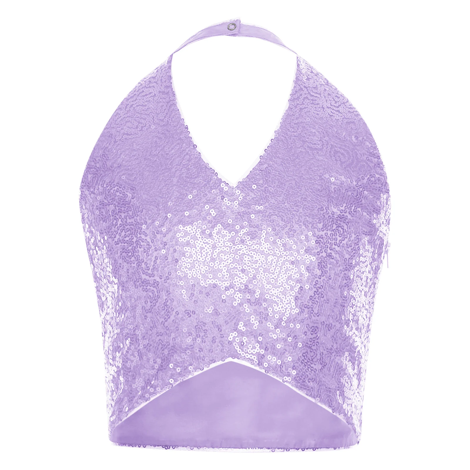 6-16Y Girls Jazz Dance Tops Sleeveless Backless Sequin Crop Vest Carnival School Party Stage Performance Costume Dancewear