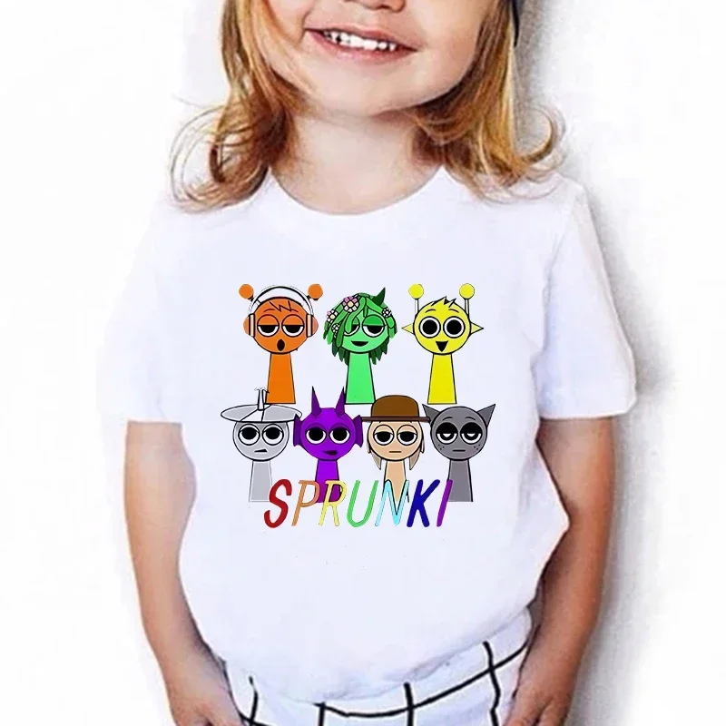 Children's Fashion Casual Cartoon Incrediblebox T-shirt Boy Round Neck Short Sleeve Cute Sprunki T-shirt Baby Girl