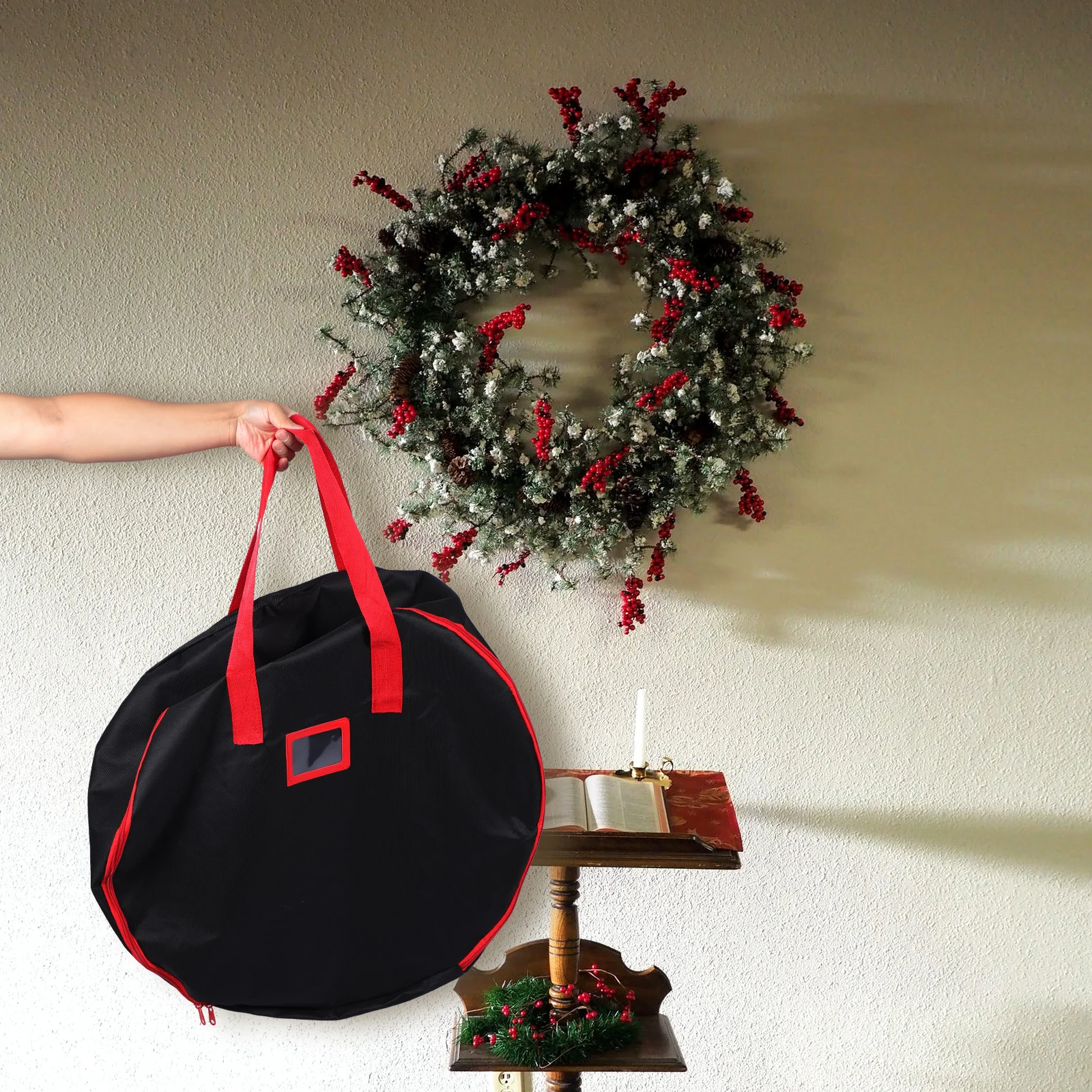 

1Pcs Oxford Cloth Wreath Storage Bag Christmas Round Bag for Holiday Gifts Festive Garland Portable Storage Solution