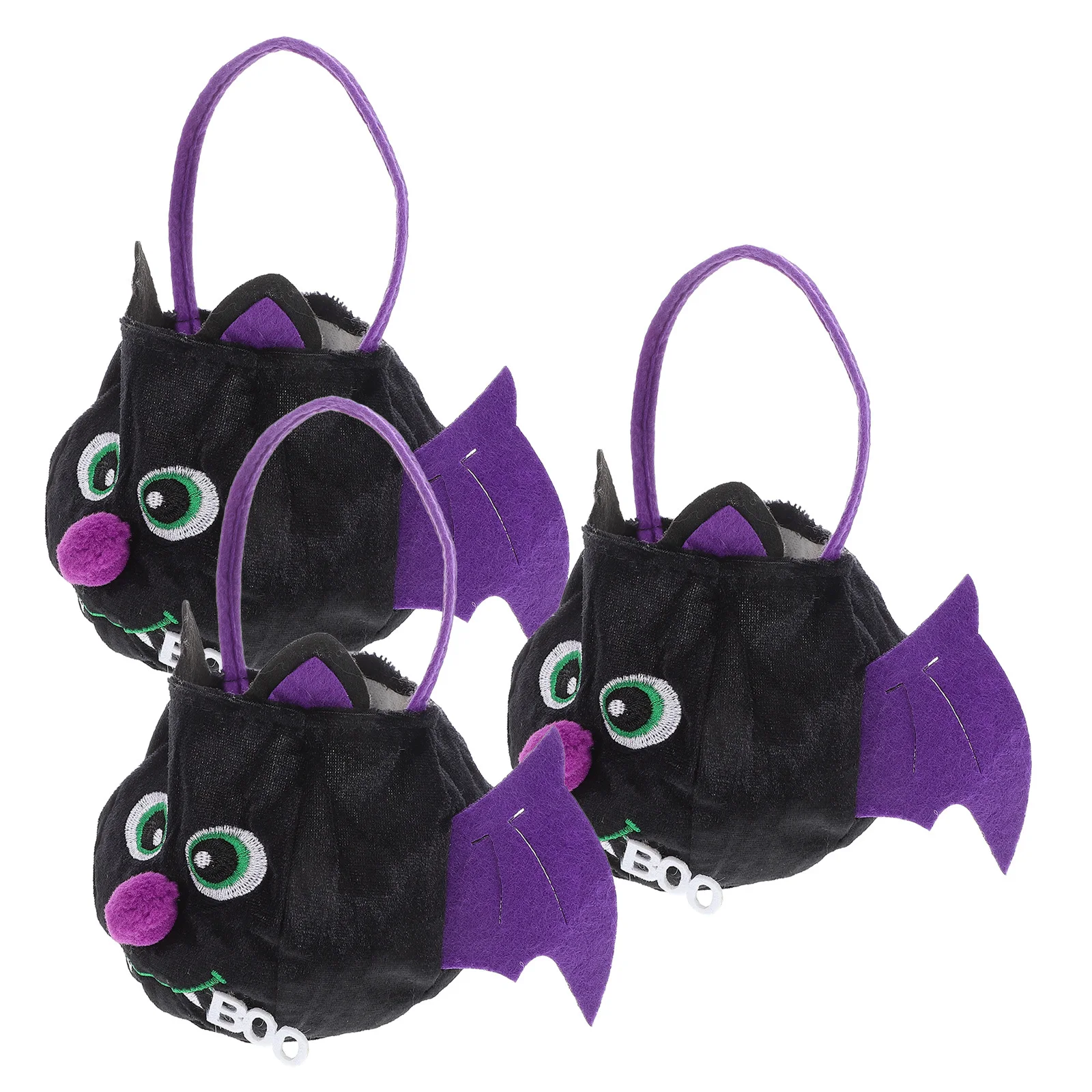 

3 шт., сумка-переноска для конфет на Хэллоуин, мягкий материал, большая вместимость, милый мультяшный вид, идеально подходит для трюков или вечеринок
