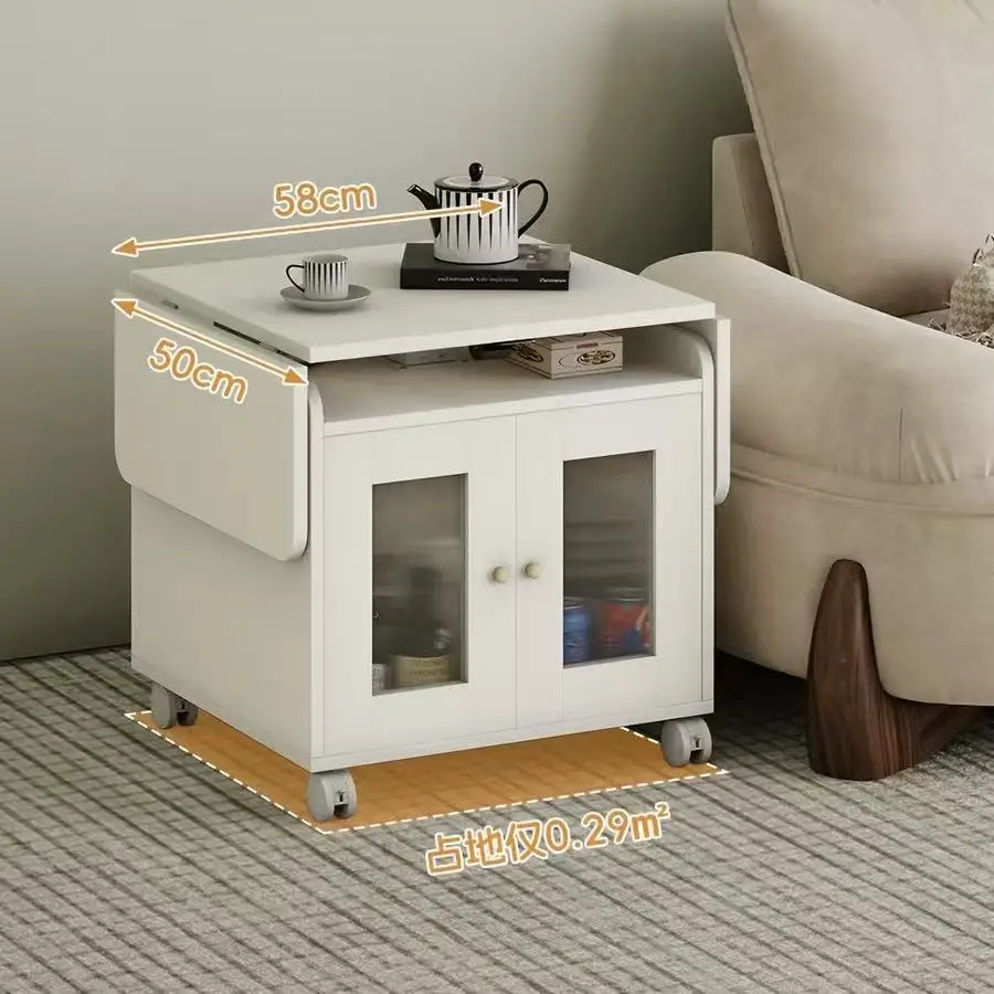 Foldable Coffee Table with Wheels and Storage, Convertible Dining Table for Small Spaces
