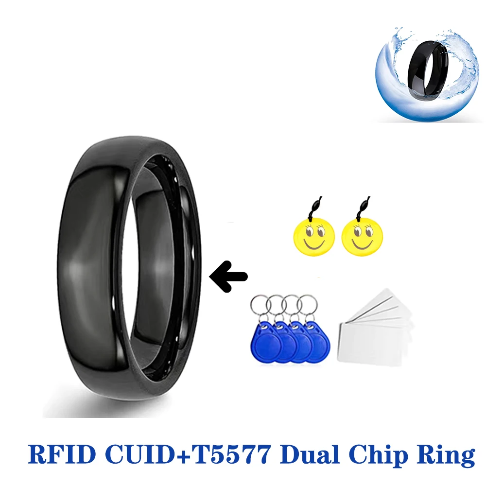 RFID Smart Dual Chip  NFC Ring ID+IC Waterproof Tag CUID T5577 Rewritable Badge Key 125khz 13.56mhz Token Copy Clone Write