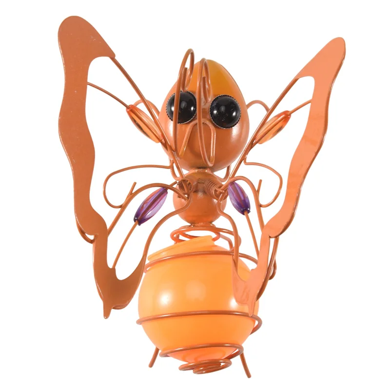 

Solar Iron Insect Statue With LED Fairy Light Outdoor Waterproof Hanging Tree Ornament For Fence Yard Art Decor Durable Yellow