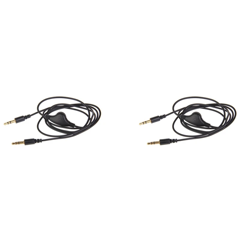 2Pcs 3.5Mm Male To Male Jack Cable With Volume Control (1M) For At Home Or In The Car (Iphone / Ipad / Samsung / Huawei)