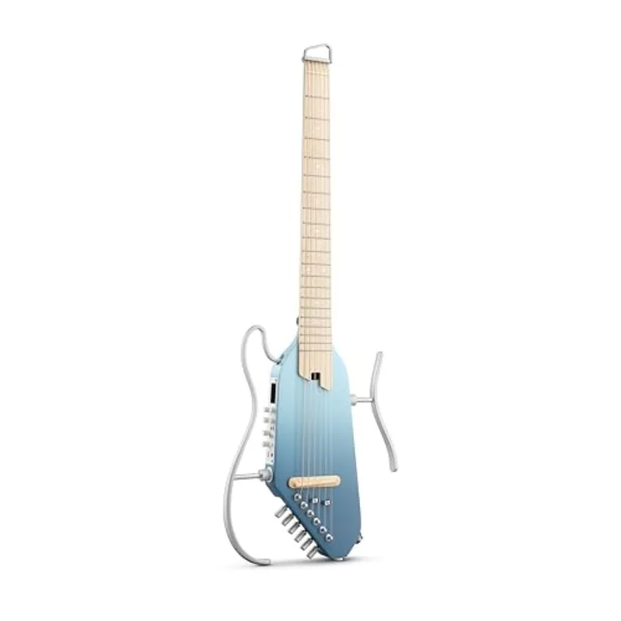 

Travel Acoustic Electric Guitar with Multiple Effect Modes in Hawaiian Blue Includes Earphone Gig Bag Strap Charging Cable Smar