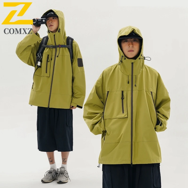 

Japanese Style Multi-Function Jacket Men Autumn 2025 New Waterproof Windbreaker Casual Camping Hooded Rainproof Coat Outerwear