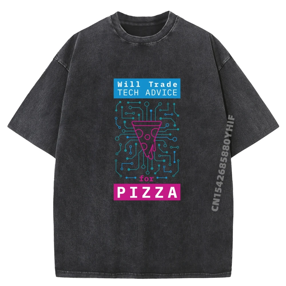 

Вил торговле Tech Advice For Pizza Computer Geek Симпатичная футболка большого размера, хлопковая удобная стираная футболка, мужская футболка