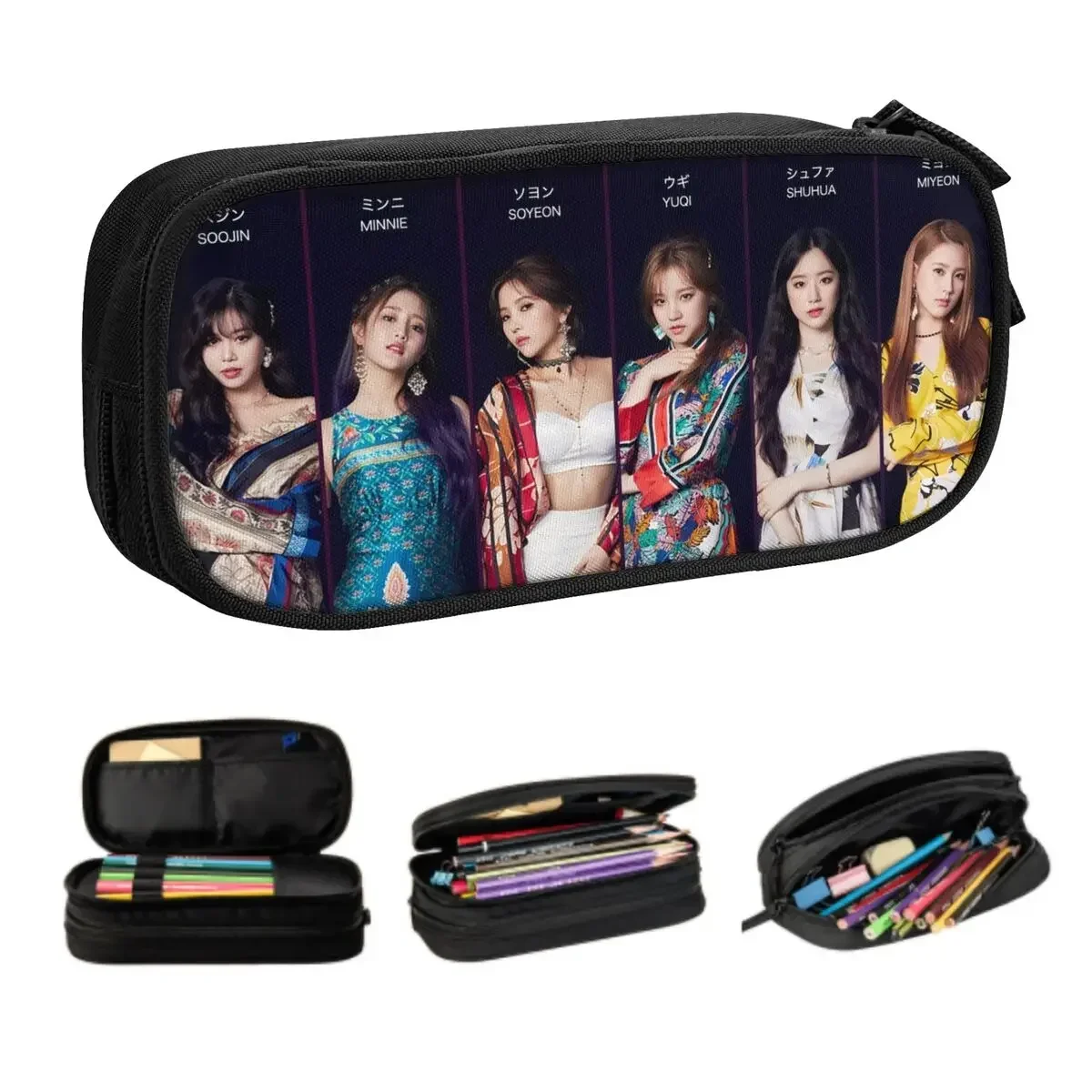 

Custom Kpop (G)I-DLEs Dance-pop Pencil Cases for Storage Minnie, Miyeon, Soyeon, Yuqi, and Shuhua Pen Box Bag School Accessories