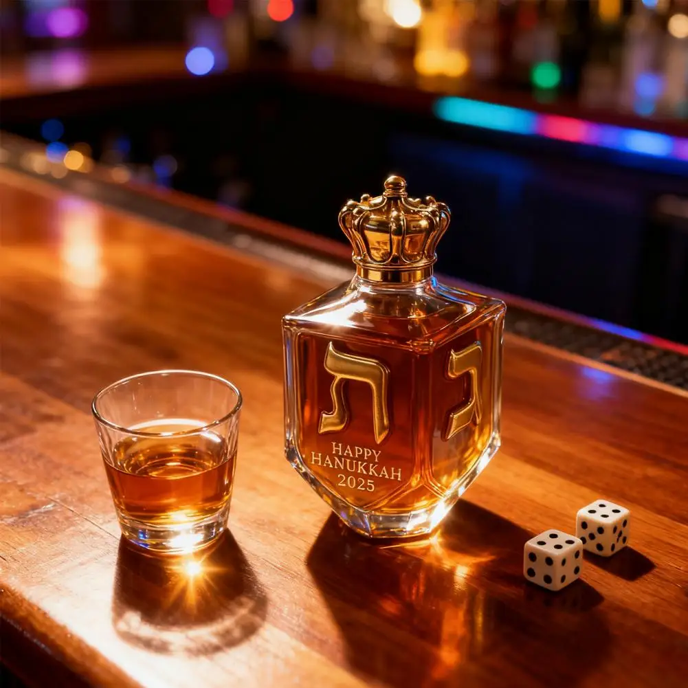 

Ханука, графин для виски, 2025 г., 300 мл, стеклянная бутылка с золотыми буквами, праздничный домашний декор для бара, еврейский культурный символ, подарок