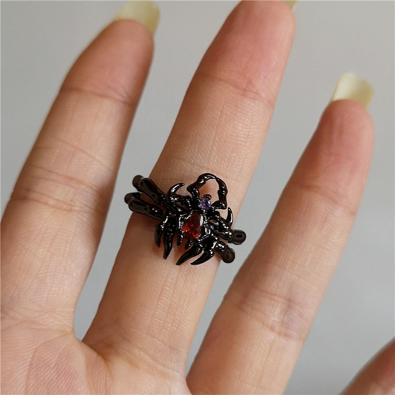 Vintage Goth Thorny Rose Couple Rings For Men Women Charm Irregularity Opening Stainless Steel Punk Finger Ring Biżuteria Y2k Gift — zdjęcie 7