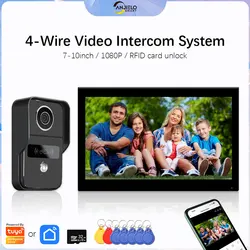 ANJIELO Tuya Smart Campanello Videocitofono Sistema 1080P Touch Monitor con scheda IC Sblocco Rilevazione movimento remoto 140 Grandangolo