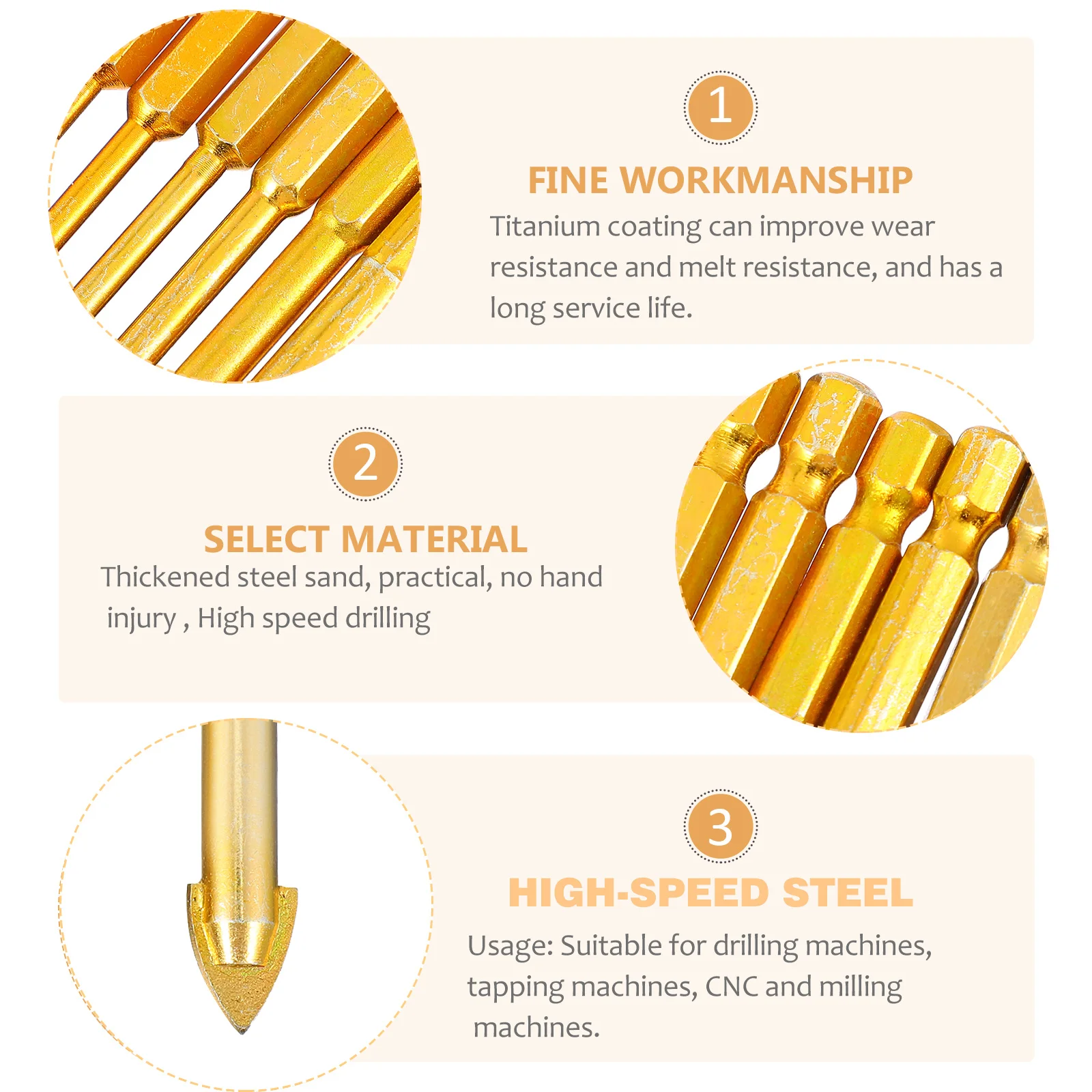 ดอกสว่านเจาะกระเบื้องหัวสามเหลี่ยมปลายคาร์ไบด์ 7 ชิ้น สำหรับเจาะกระจก เซรามิก และวัสดุแข็งอื่นๆ