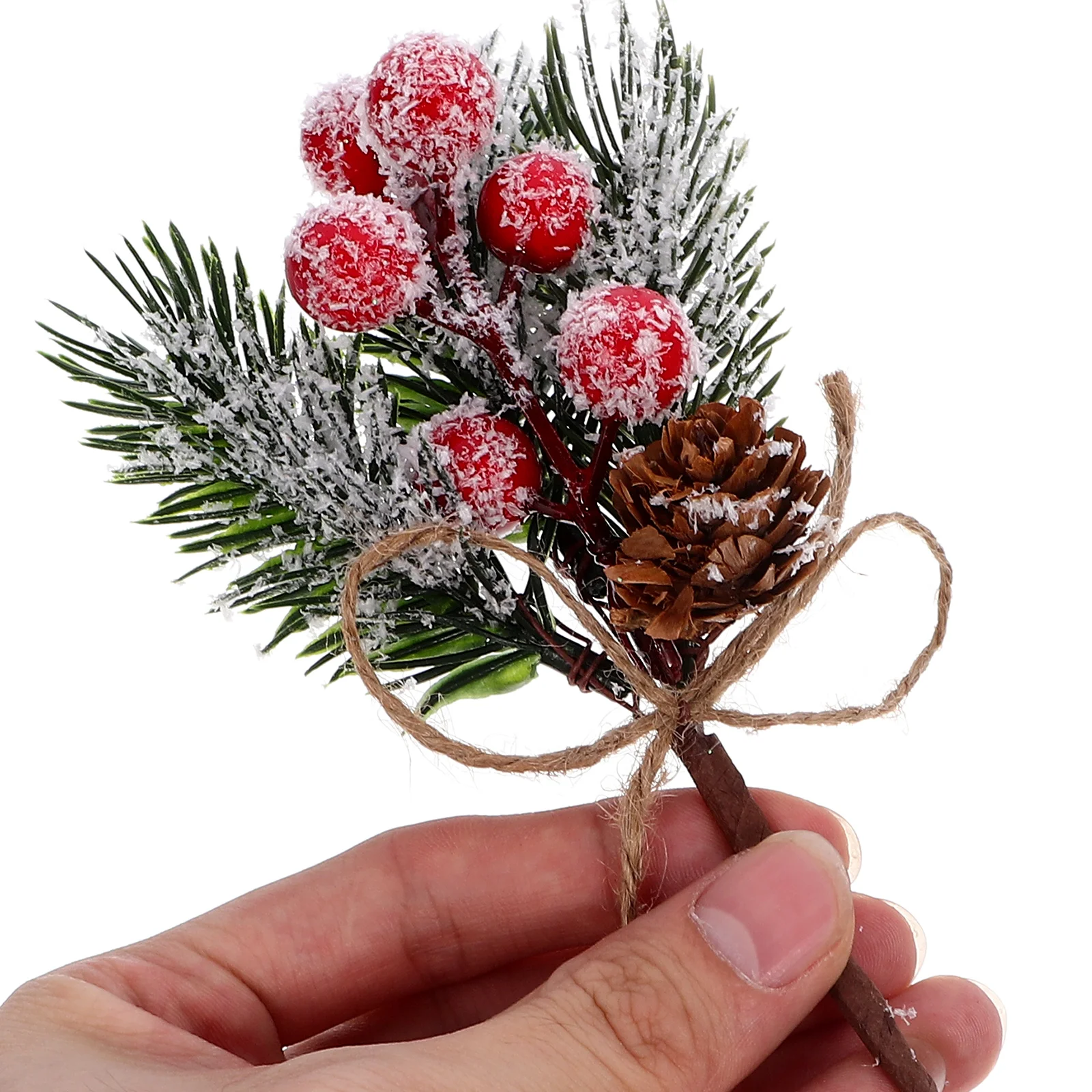 

16pcs Pinecone Berry Pick Christmas Wreath Decor Artificial Berry Pinecone Ornament Party Garden Home Tree Festive Atmosphere