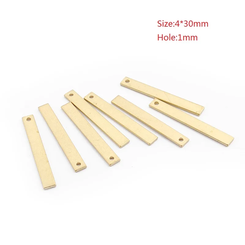 10pcs Raw Brass Rectangle Charms for DIY Jewellery Making
