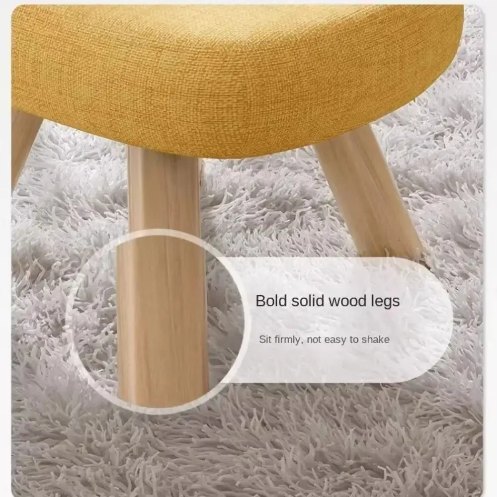 Simple Solid Wood Small Stool Fabric Bench Cute Fabric Low Stool Removable Washable Small Compact Shoe Stool Doorway