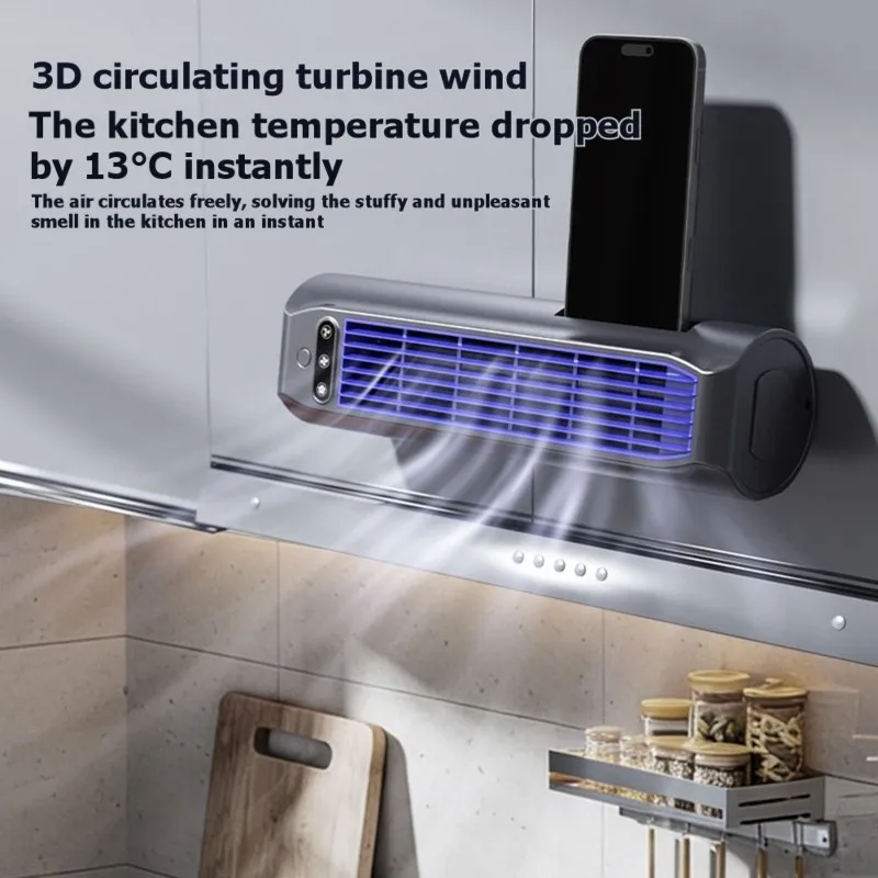 Ventilador de escritorio multifuncional sin aspas con soporte móvil TCF, perfecto para cocina, oficina y dormitorio