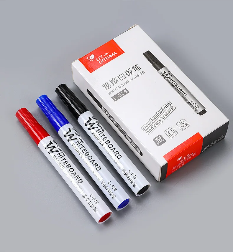 10-teiliges Whiteboard-Marker-Set, 2,0-mm-Spitze, schwarz, blau, rot, Tinte mit hohem Volumen, Büro-Lehrstift, klare Handschrift und einfaches Radieren L-528 – Detail 11