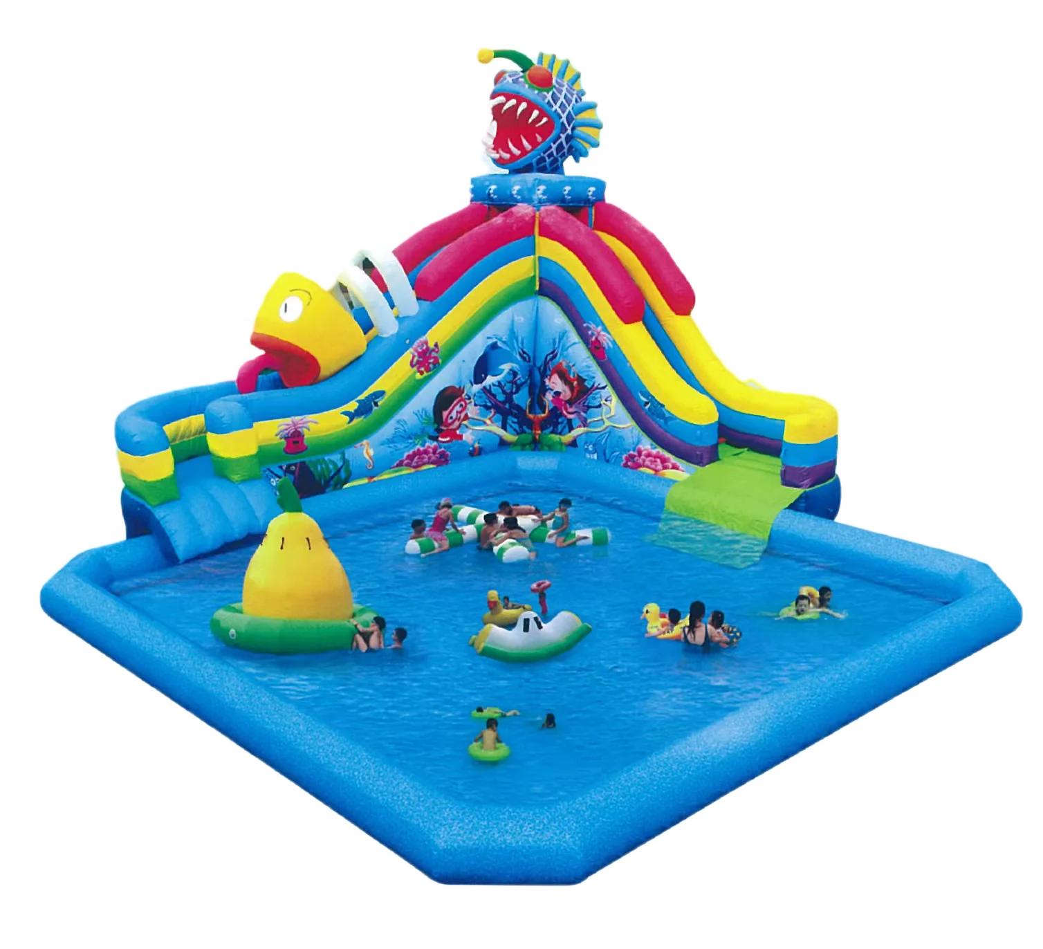 

Outdoor Swimming Pool Factory PVC Kids And Adults Swimming Pool Amusement Equipment Inflatable Water Park With Pool And Slide