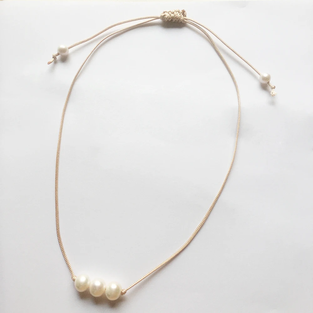 Real natural FRESHWATER pearl choker necklace 100% nature freshwate,adjustable knotted 9-10 MM Potato pearl -65 CM