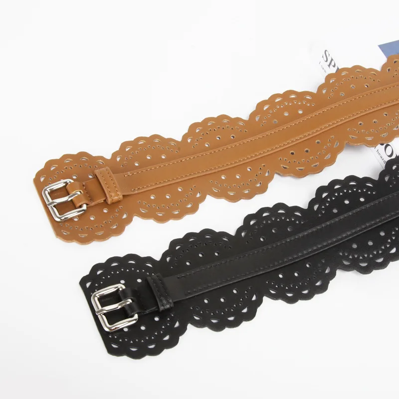 Women Belt Skeleton Leather Belt Female Decorative with Skirt Versatile Wide Black Luxury Belt Women’s Designer Belts for Women