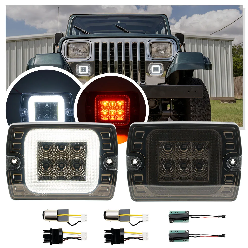 

2PCS LED Front Bumper Side Marker Light for US 1987 1988 1989 -1995 Jeep Wrangler YJ Turn Signal & Parking Light accessories kit