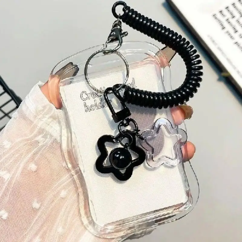 Kpop Photo Card Protective Case with Star Keychain Durable PVC Cover for ID Credit Card Fans Collection Use