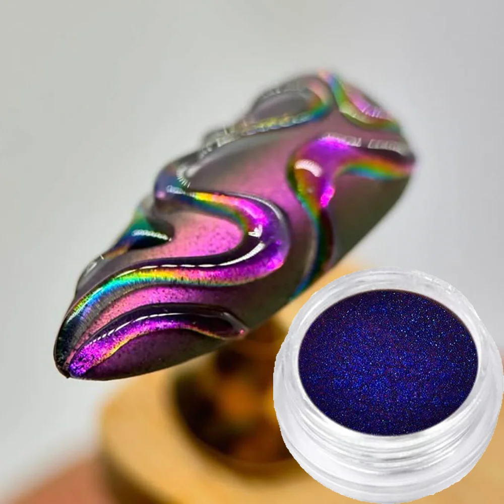 1박스 카멜레온 미러 네일 파우더 블루 메탈릭 효과 크롬 더스트 네일용 Y2K 옴브레 카멜레온 파우더 네일 아트 피그먼트