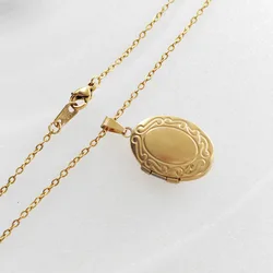 1pc Ruyi Oval As Ones Wish Stainless Steel Photo Frame Pendant Lucky Charms Locket Necklaces Women Men Fashion Memorial Jewelry
