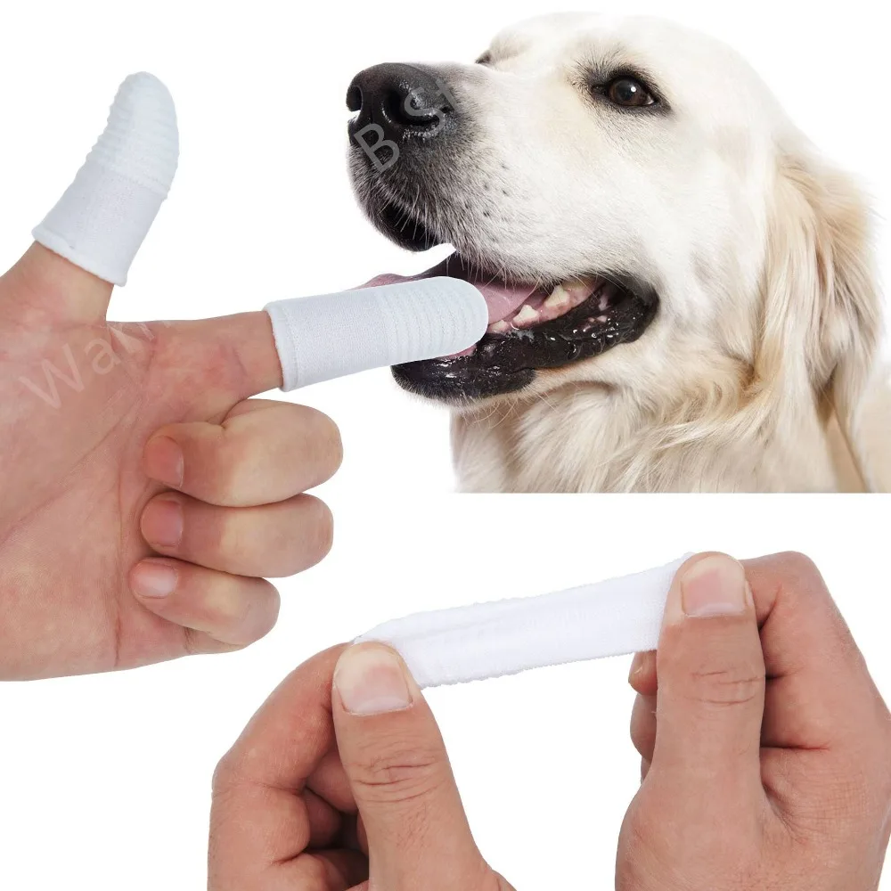 12/2pc Pet Two-finger Toothbrush Cotton Cots Puppy Teeth Oral Cleaning Tool for Cat Dog Toothbrush Oral Care Finger Cover Pet