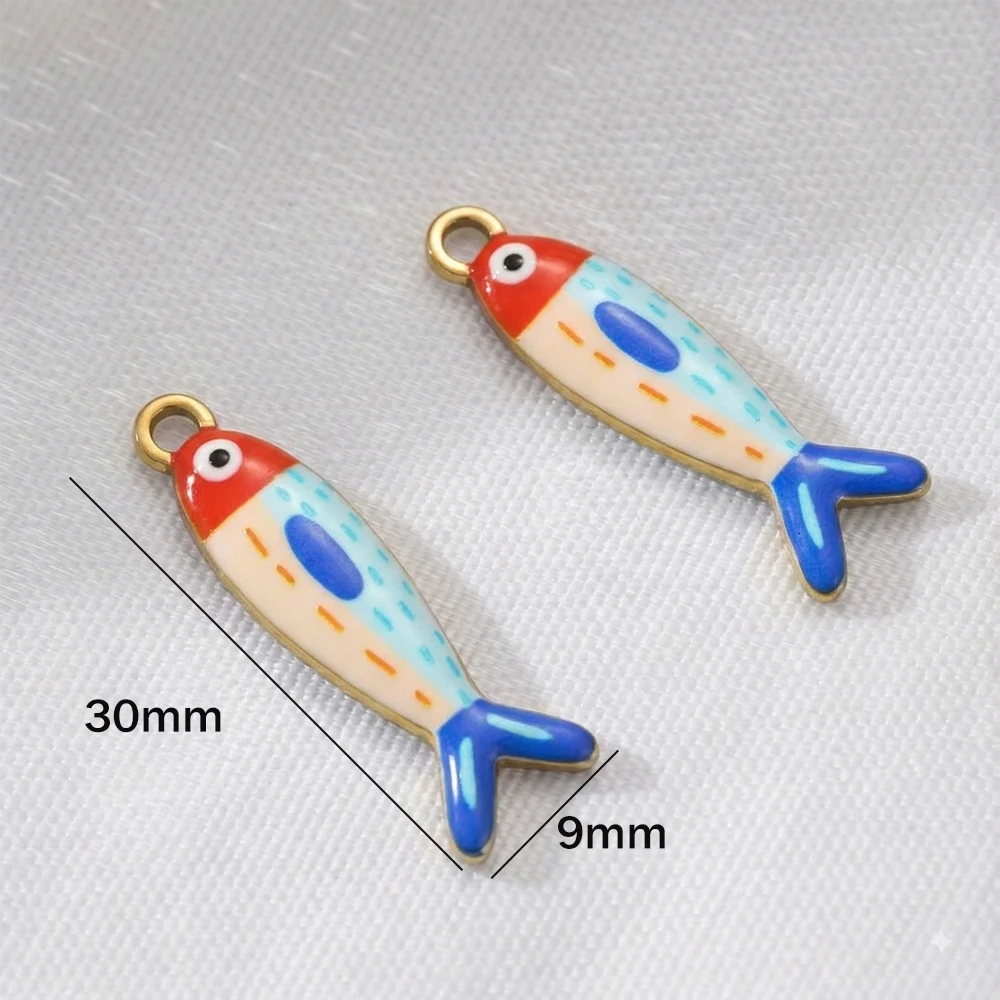 3pcs Bohemian Enamel Fish Charms for DIY Jewellery Making