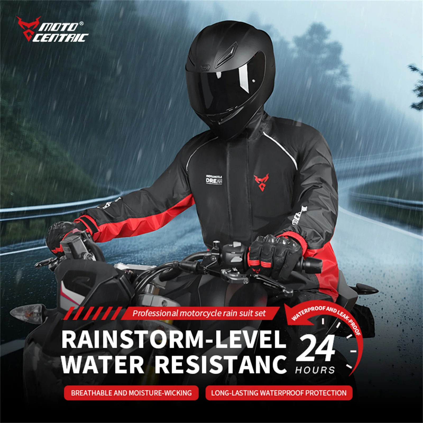 

MOTOCENTRIC New Motorcycle Riding Raincoat Suit Men Waterproof Motocross Raincoat Pant Suit Motorbike Raincoat Jacket Windproof