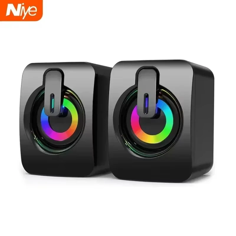 Altavoz USB Portátil con Cable, Micrófono Estéreo LED, Subwoofer HiFi, Sonido Envolvente de Alta Calidad, Apto para Computadoras