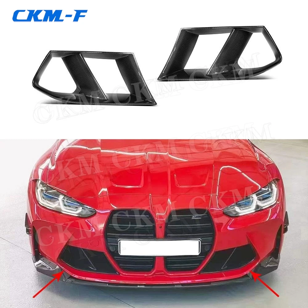 

Carbon Fiber Front Bumper Lip Air Vent Cover Trim Canards Auto Accessories for BMW 3 4 Series G80 G82 G83 M3 M4 2021+ M Style