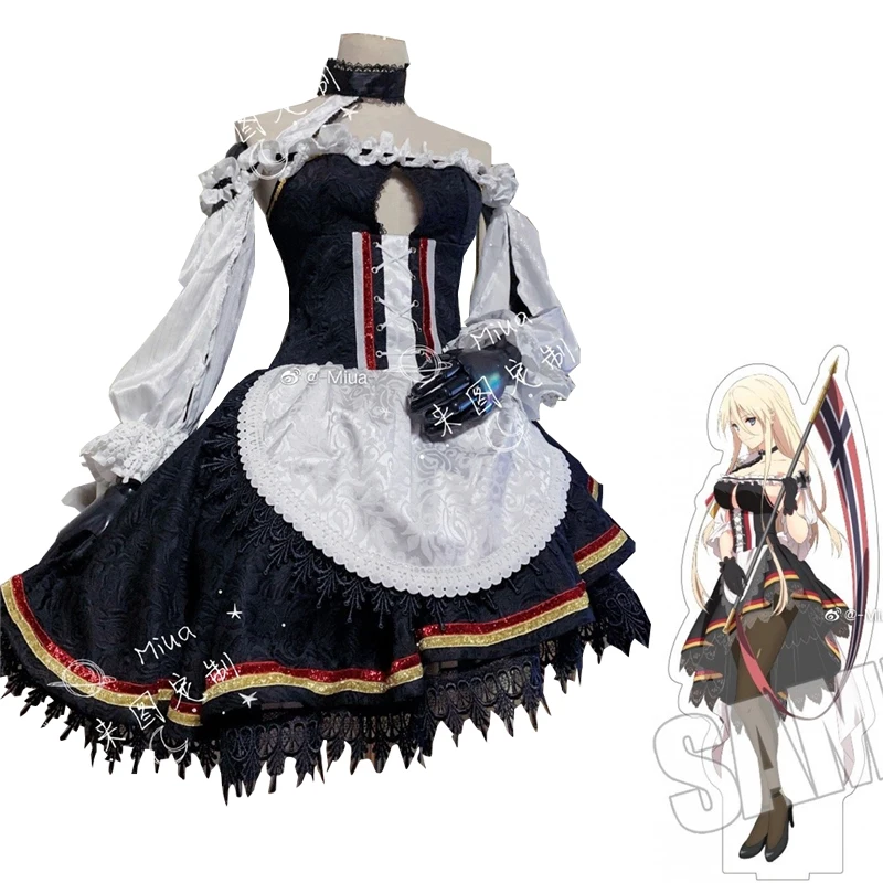 

Custom Made Azur Lane Bismarck Cosplay Costume Sexy Maid Dress Apron Uniform Women Anime Outfits Halloween Suits Tailor Clothes