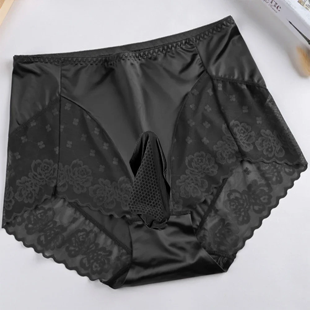 

Men Silky Satin Briefs See Through Lace Underwear Sexy Sissy Pouch Panties Thin Bikini Underpants Breathable Ultra-Thin Slip