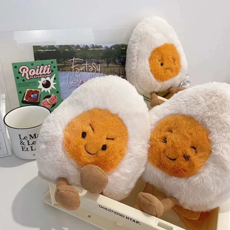 Kawaii Super Soft Boiled Egg Plush Cuddly Doll Stuffed Furry Food Long Plush Different Emotions Baby Appease Toy Kids Gift Decor