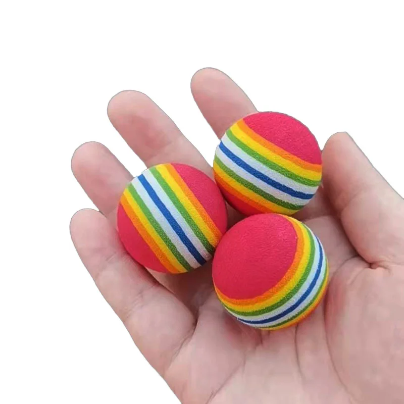 10Pcs Colorful Cat Toy Ball EVA Bite-Resistant Elastic Rainbow Ball Kitten Puppy Chewing Training Interactive Toys Pet Supplies