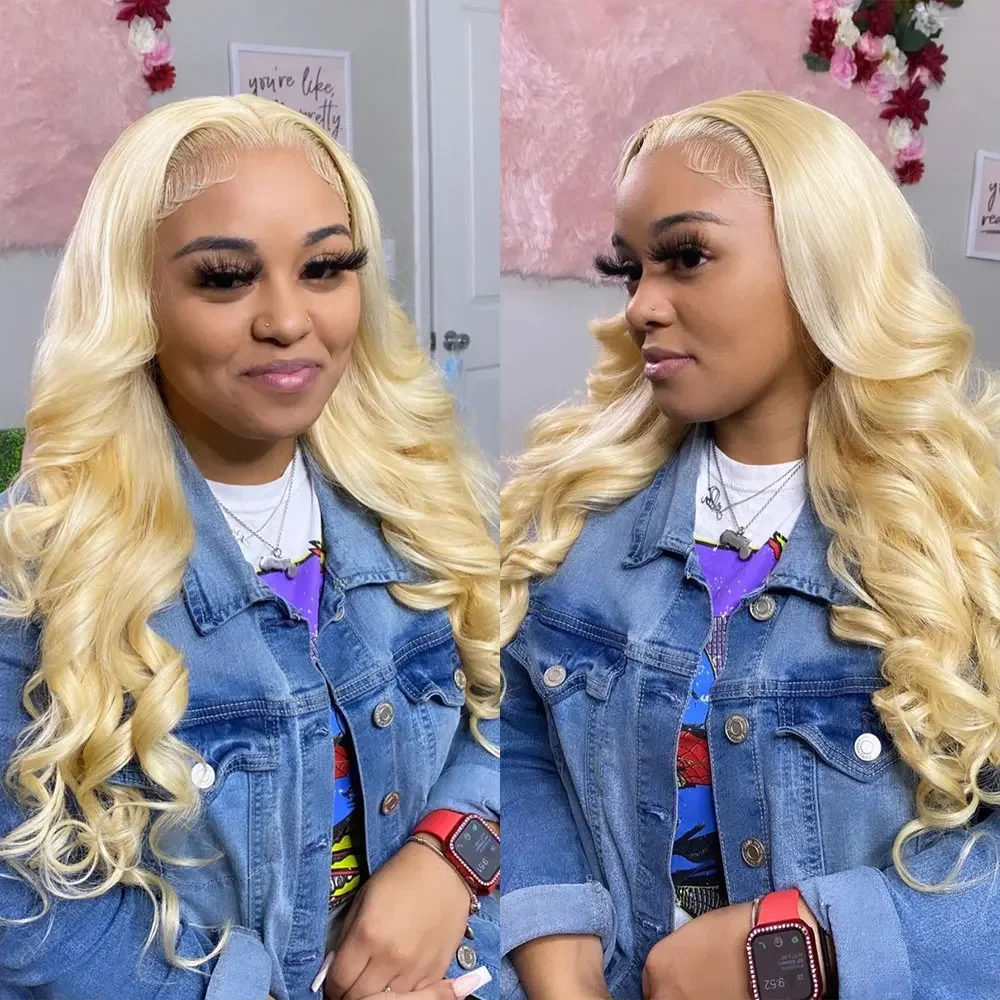 613 Blonde Colored Body Wave Full Frontal HD Transparent 13x4 13x6 Lace Human Hair Wigs Lace Front Wigs For Women 34 36 Inches