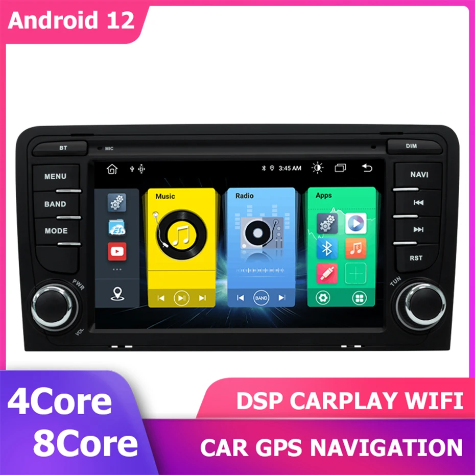 

Android 12 Car GPS Player For Audi A3 S3 2 Din Radio Stereo Headunit Multimedia Navigation 6+128GB DSP CARPLAY Bluetooth Wifi 4G